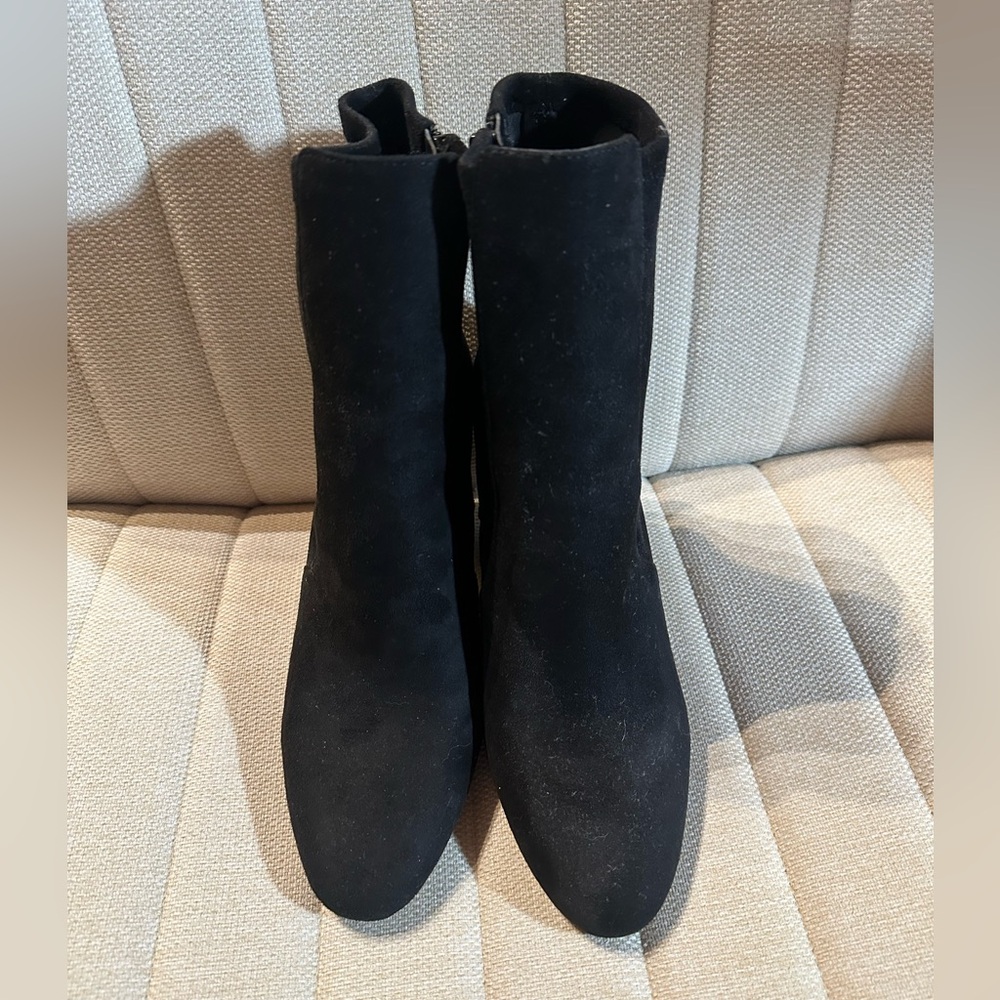 Aldo Black Suede Heeled Boots (Size W10)